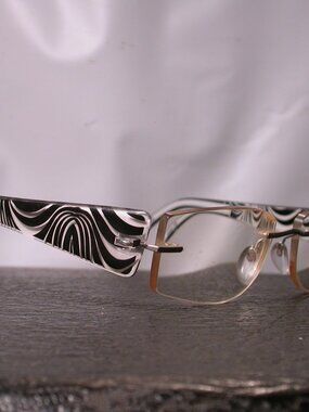 Silhouette Titan Frameless Black White Zebra Stripe Eyeglasses Made in Austria